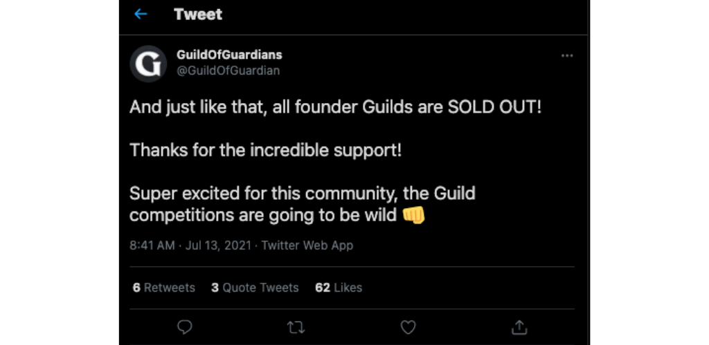 Guild of Guardians Sold Out