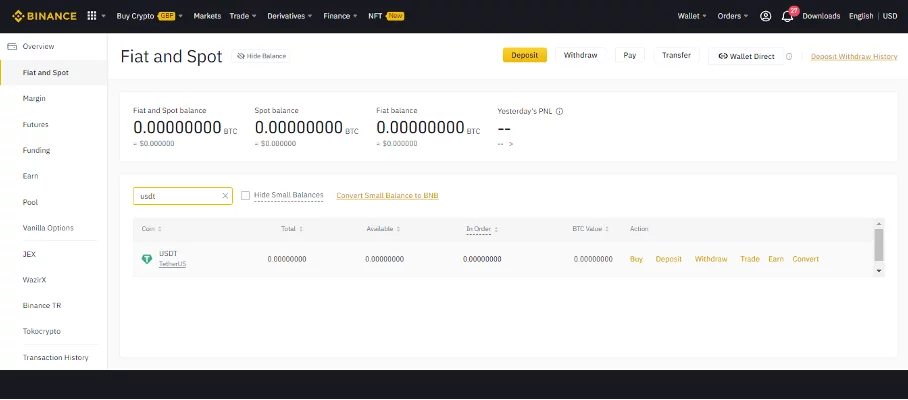 Binance Fiat and Spot