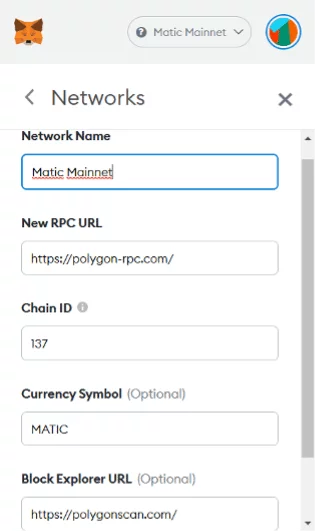 Matic Mainnet Wallet