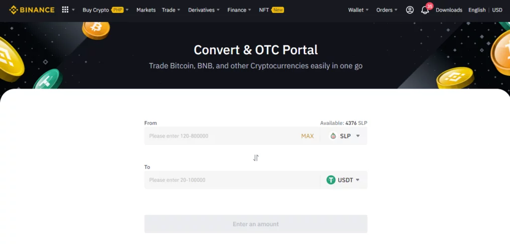 Covert SLP to USDT