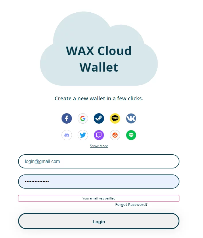 WAX Cloud Wallet Login