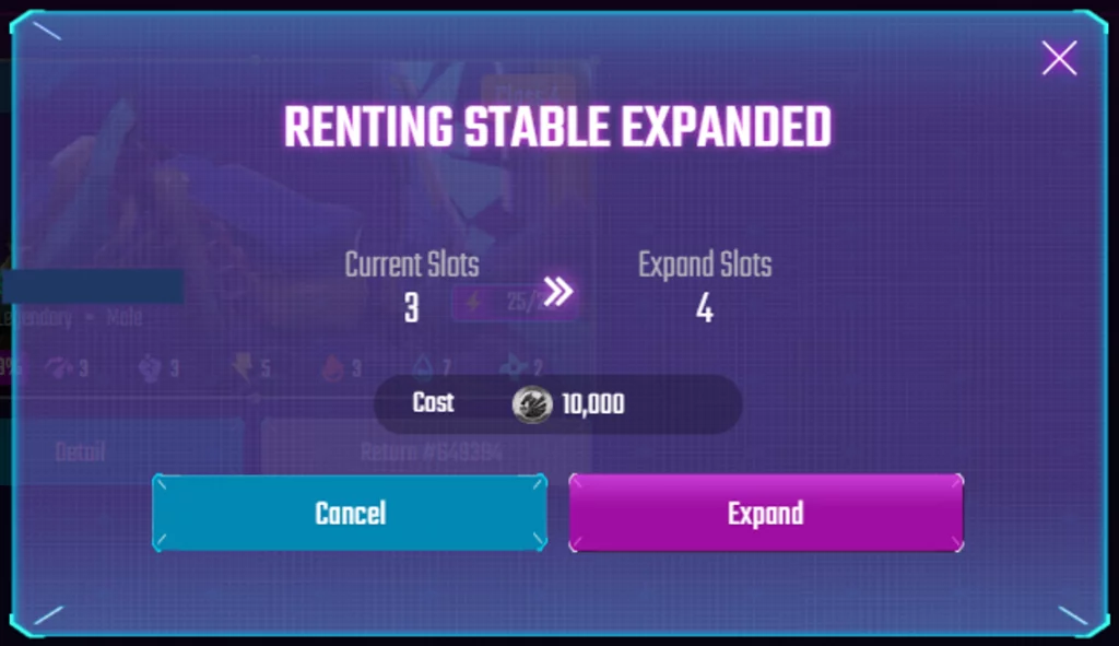 Renting stable expansion pop-up