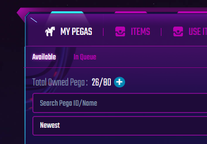 My Pegas tab