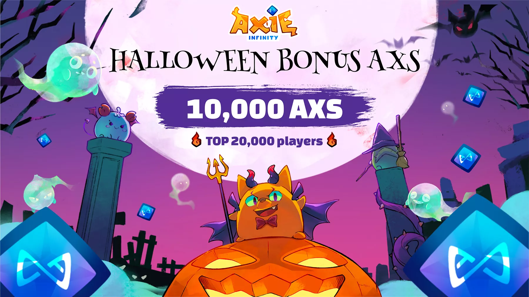 Axie Infinity Announced 10,000 Bonus AXS Rewards for Top 20K Players on Halloween