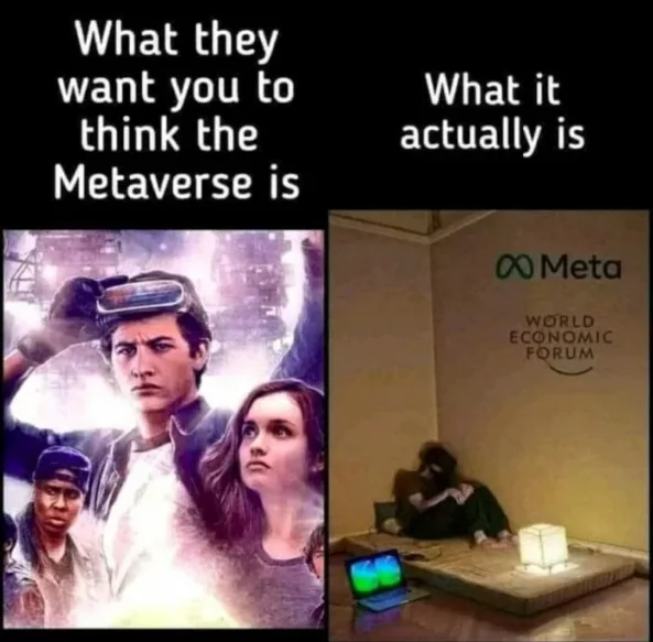 What they want you to think the metaverse is vs what it actually is.