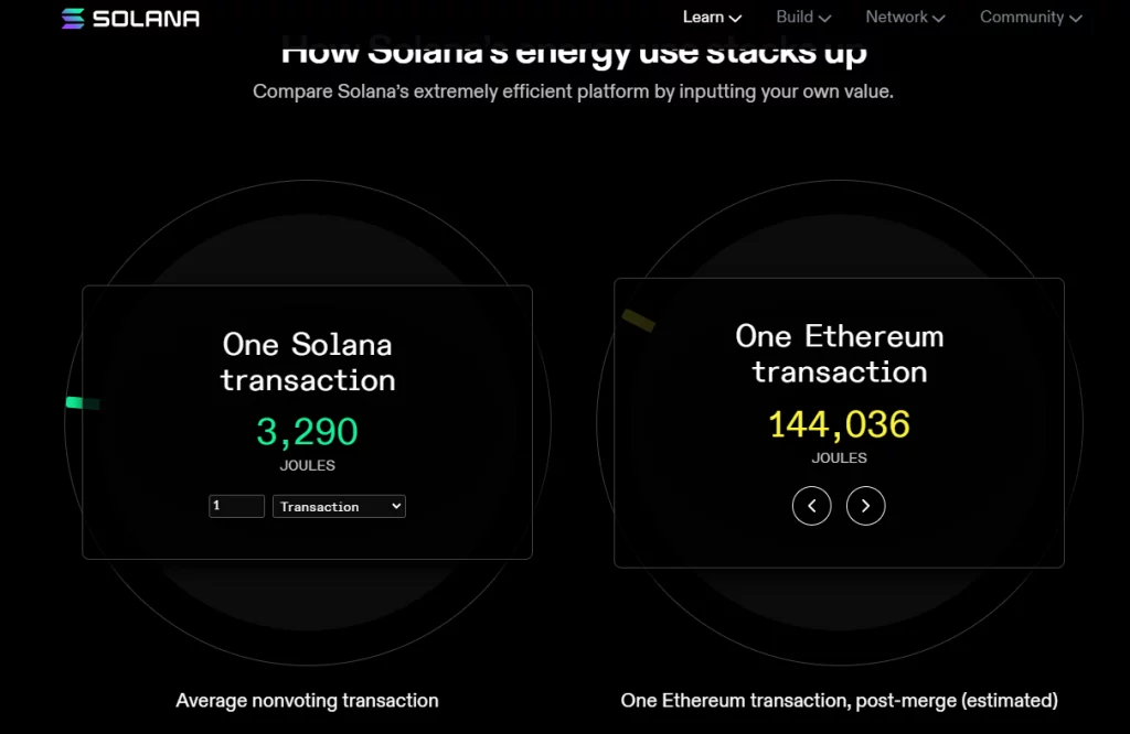 Solana transaction compared to Ethereum transaction post-merge.