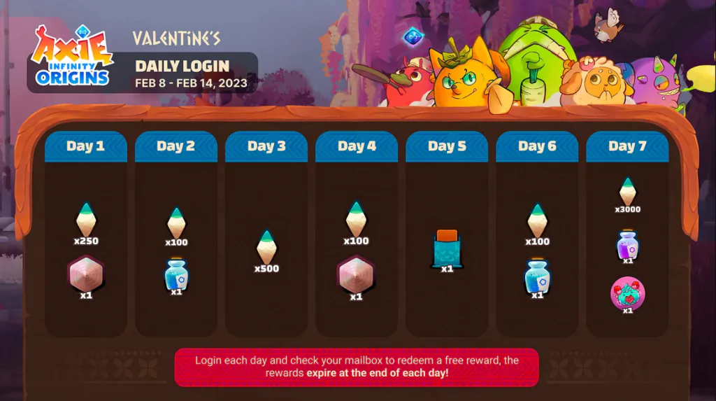 Final Era Valentine's daily login UI