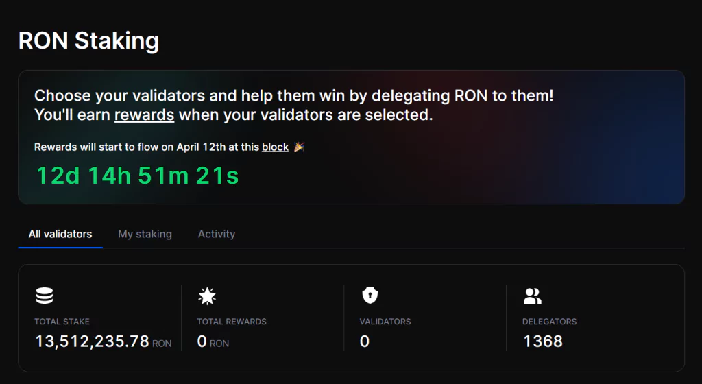 RON Staking interface