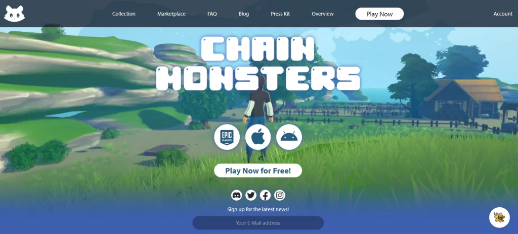 Chainmonsters website UI