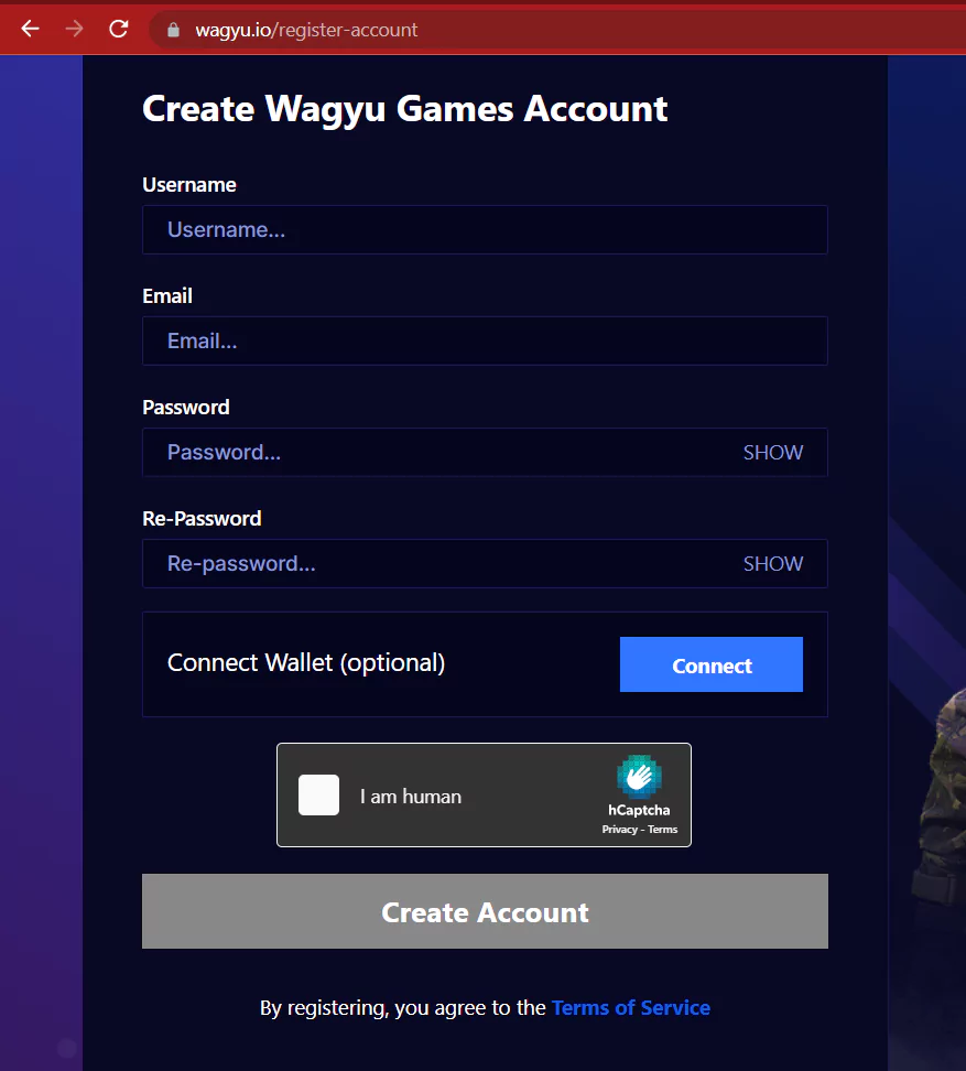 Undead Blocks account creation on Wagyu