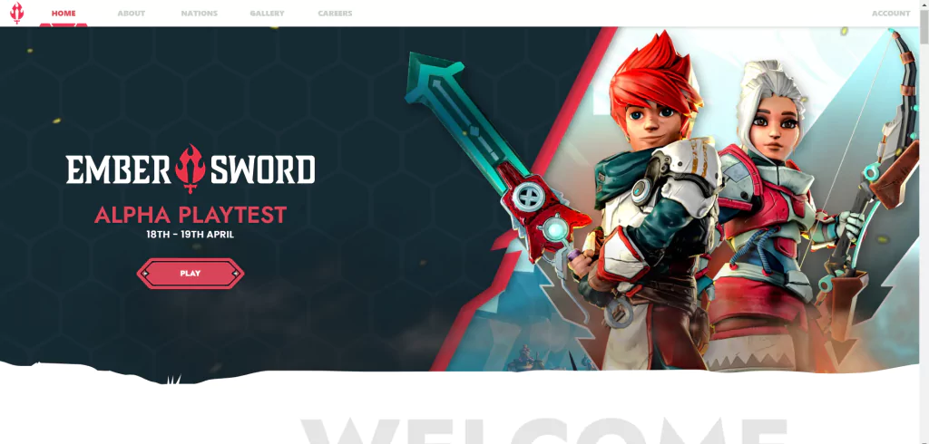 Ember Sword website interface