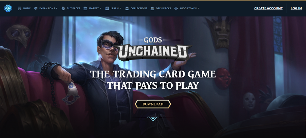 Gods Unchained website UI