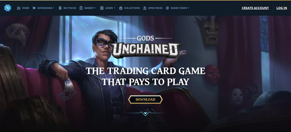 Gods Unchained website UI