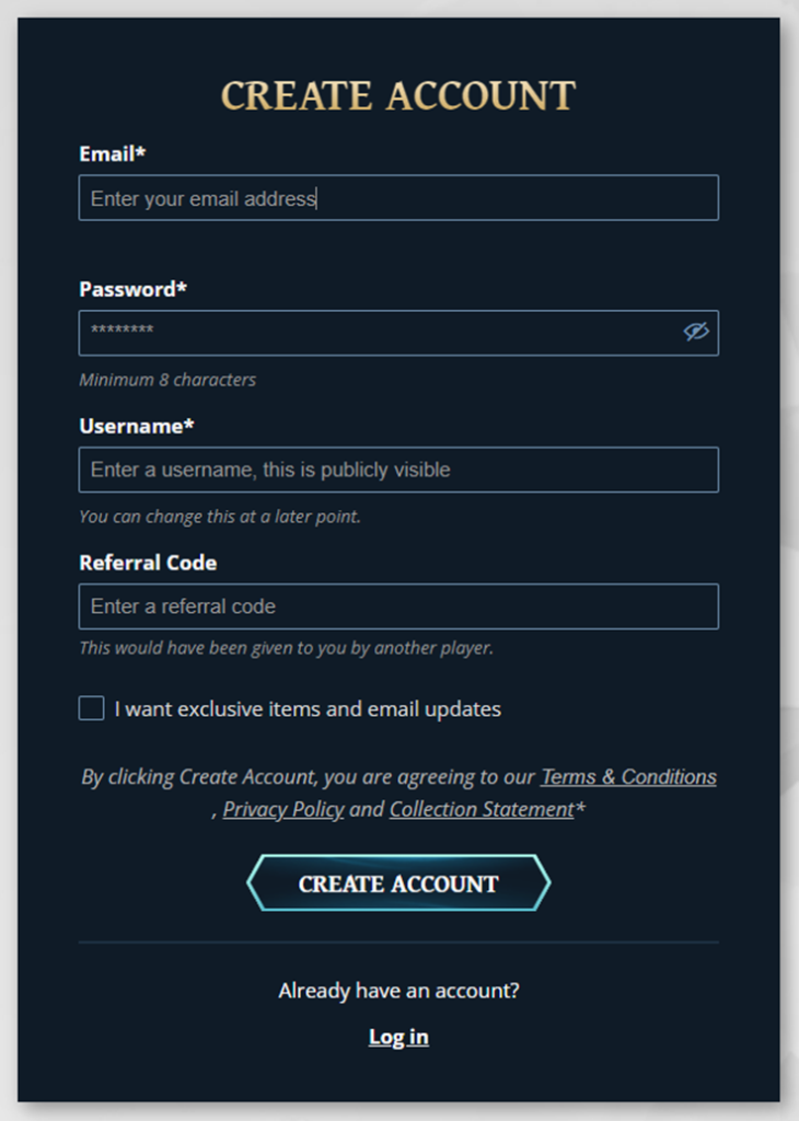 Create account