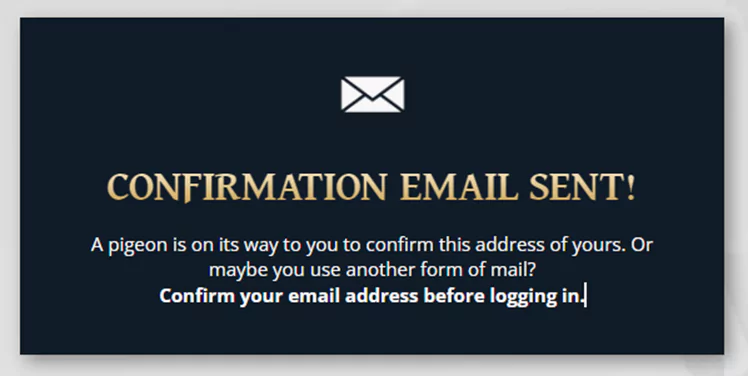Confirmation email 