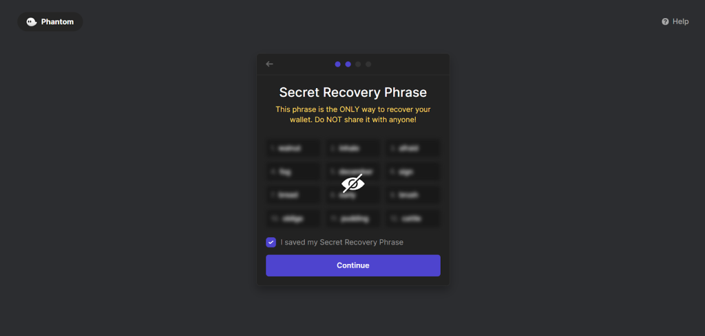 Secret recovery phrase